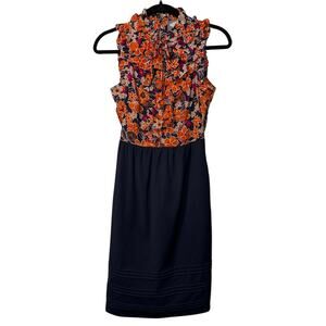 Anthropologie Girls from Savoy Retro Floral Sleeveless Mock Neck Dress Size 2